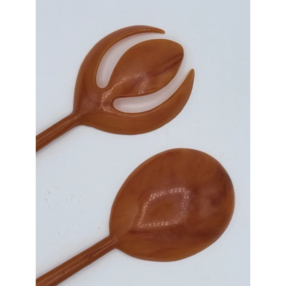 Vintage MCM Plastic Salad Tongs Fork Spoon Set 12